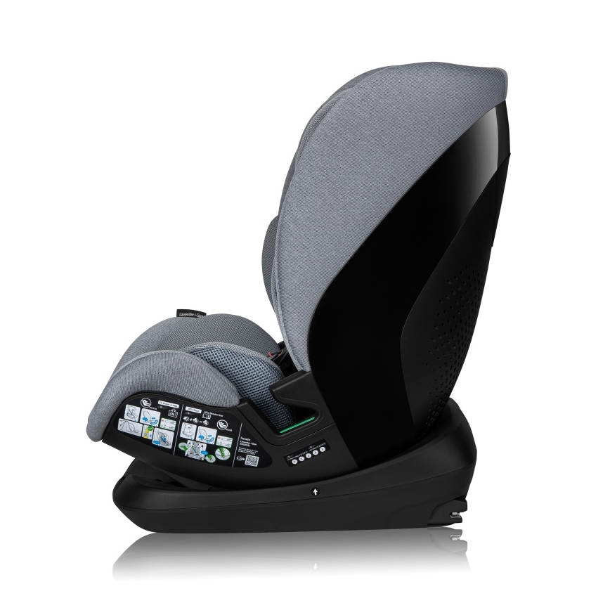 Lionelo - Otočná autosedačka so základňou LAVENDER i-Size 76-150 cm Grey Stone