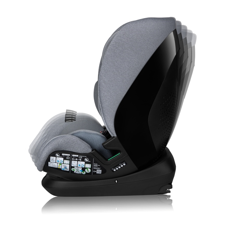 Lionelo - Otočná autosedačka so základňou LAVENDER i-Size 76-150 cm Grey Stone