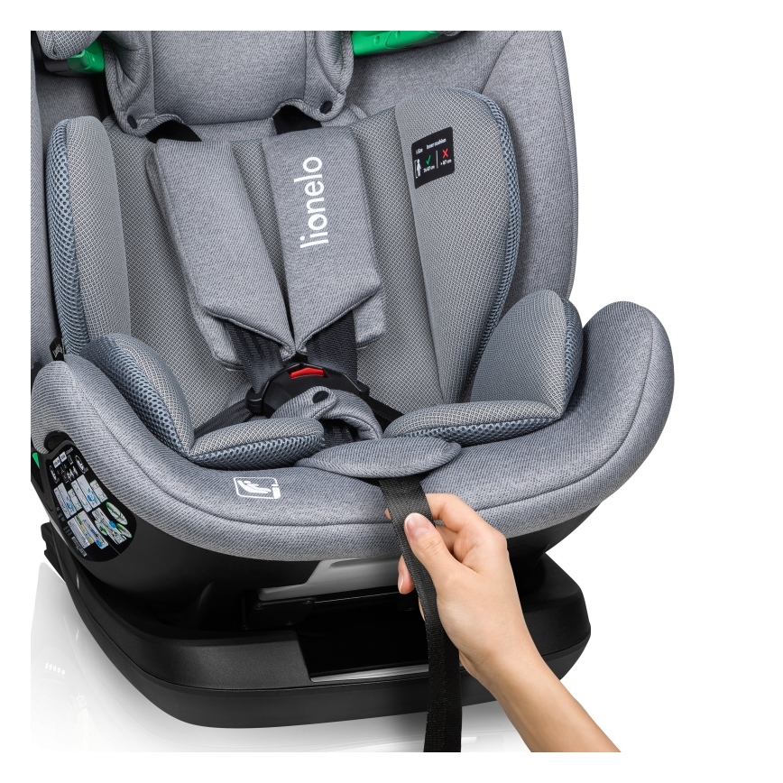 Lionelo - Otočná autosedačka so základňou LAVENDER i-Size 76-150 cm Grey Stone