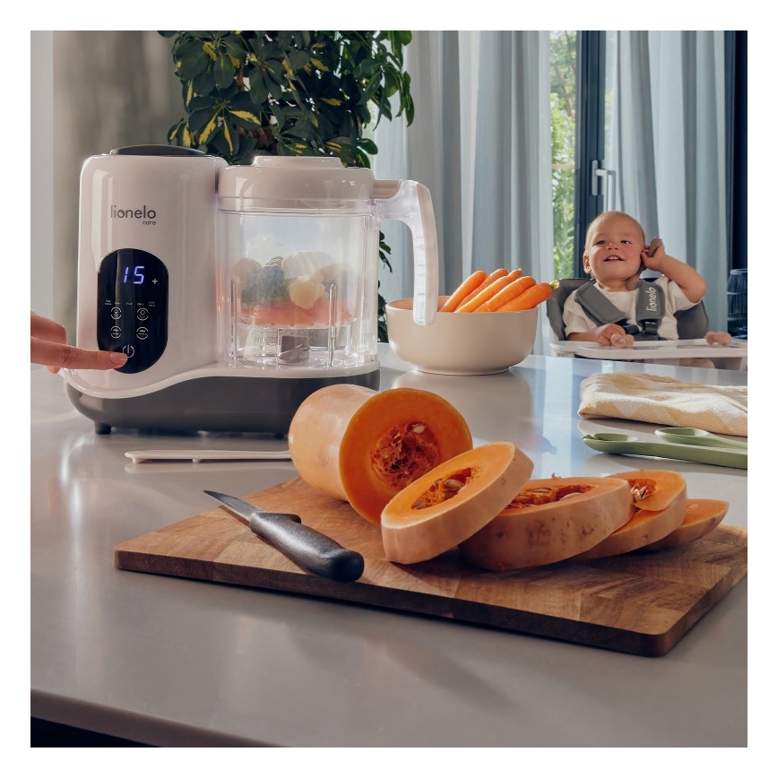 Lionelo - Parný varič 5v1 BABYMENU 110W/230V biela/sivá