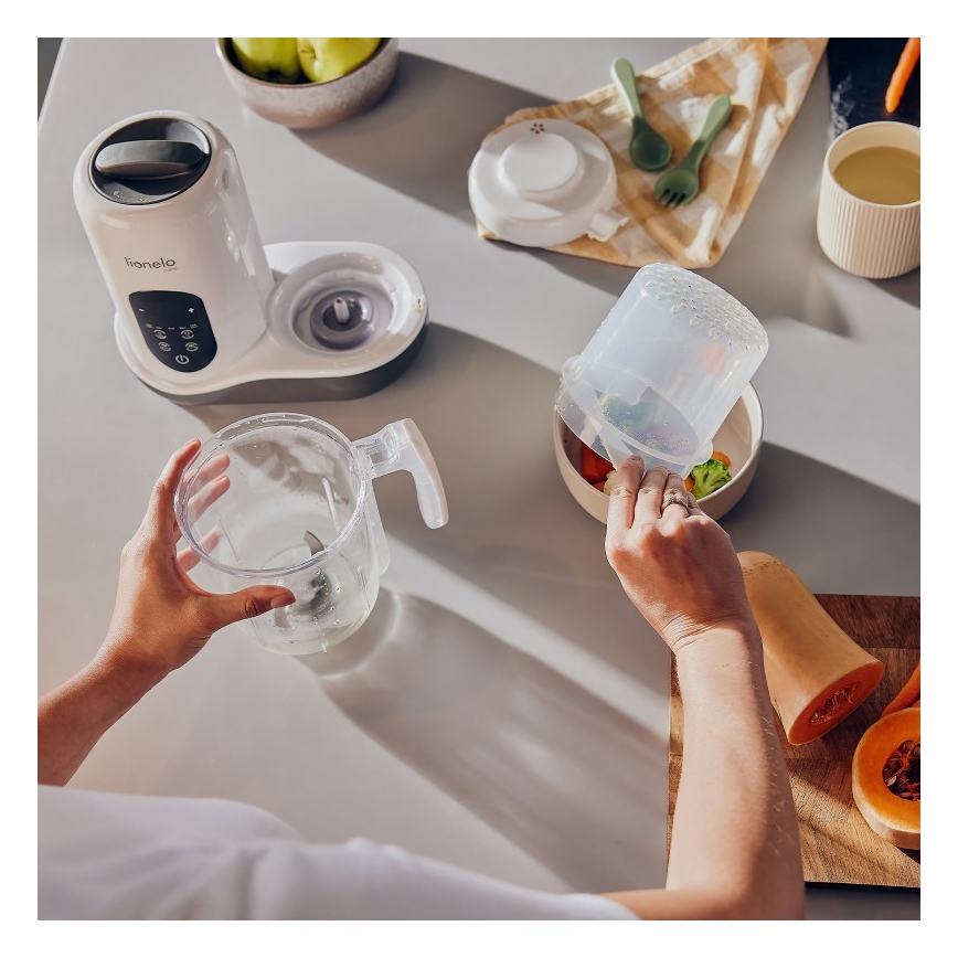 Lionelo - Parný varič 5v1 BABYMENU 110W/230V biela/sivá