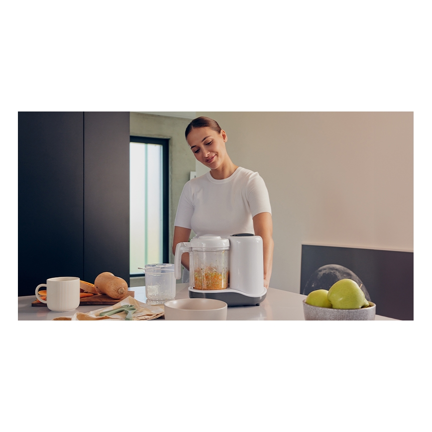 Lionelo - Parný varič 5v1 BABYMENU 110W/230V biela/sivá