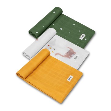 Lionelo - SADA 3x Bambusová plena BAMBOO SET 70x70 cm Dinosaurus