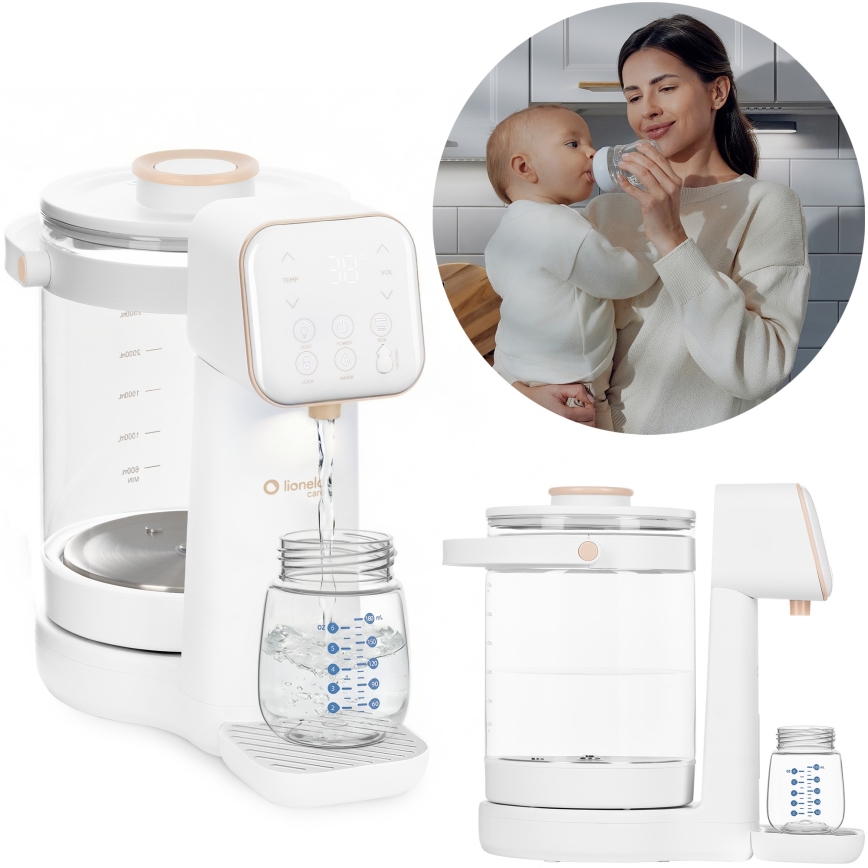 Lionelo - Zariadenie na prípravu dojčenského mlieka BABYPRESTO 2.0 1200W/230V Biele