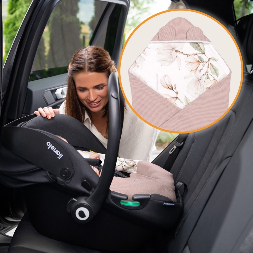 Lionelo - Zavinovačka do autosedačky TRAVEL SWADDLE 90x90 cm Béžová Magnólia