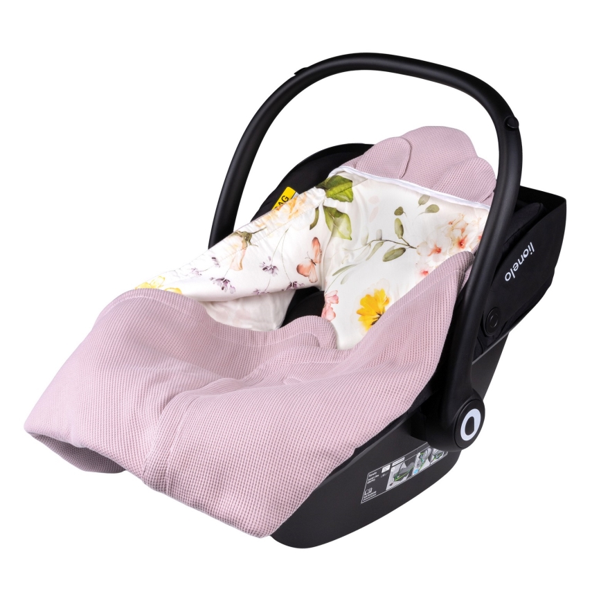 Lionelo - Zavinovačka do autosedačky TRAVEL SWADDLE 90x90 cm Ružový kvet