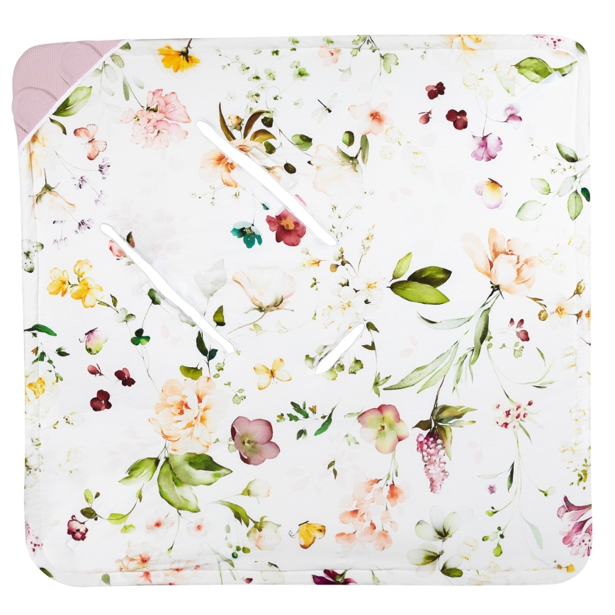 Lionelo - Zavinovačka do autosedačky TRAVEL SWADDLE 90x90 cm Ružový kvet