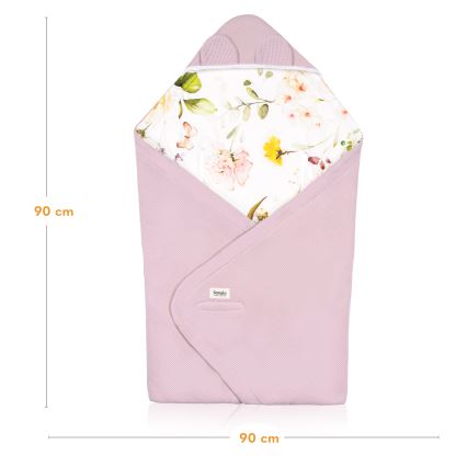 Lionelo - Zavinovačka do autosedačky TRAVEL SWADDLE 90x90 cm Ružový kvet