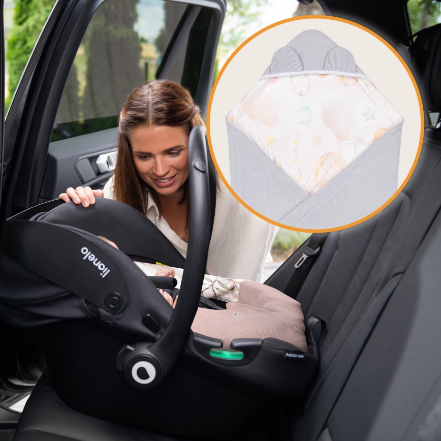 Lionelo - Zavinovačka do autosedačky TRAVEL SWADDLE 90x90 cm Sivý Balón