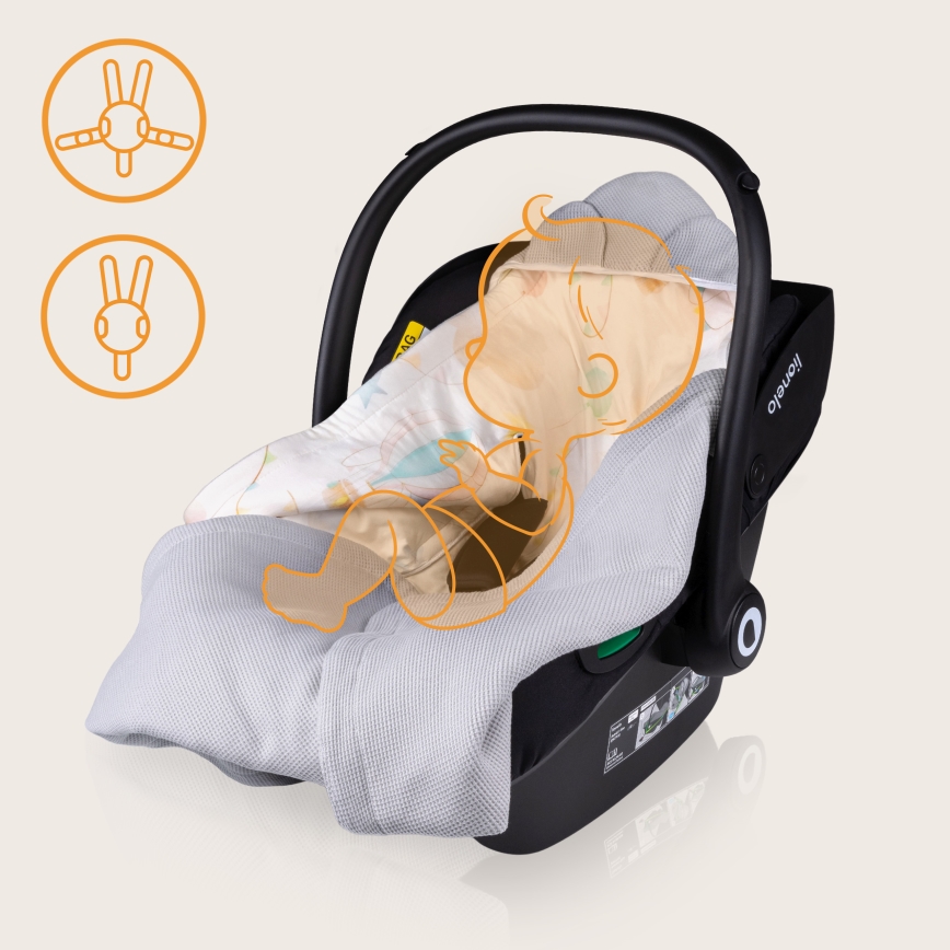 Lionelo - Zavinovačka do autosedačky TRAVEL SWADDLE 90x90 cm Sivý Balón