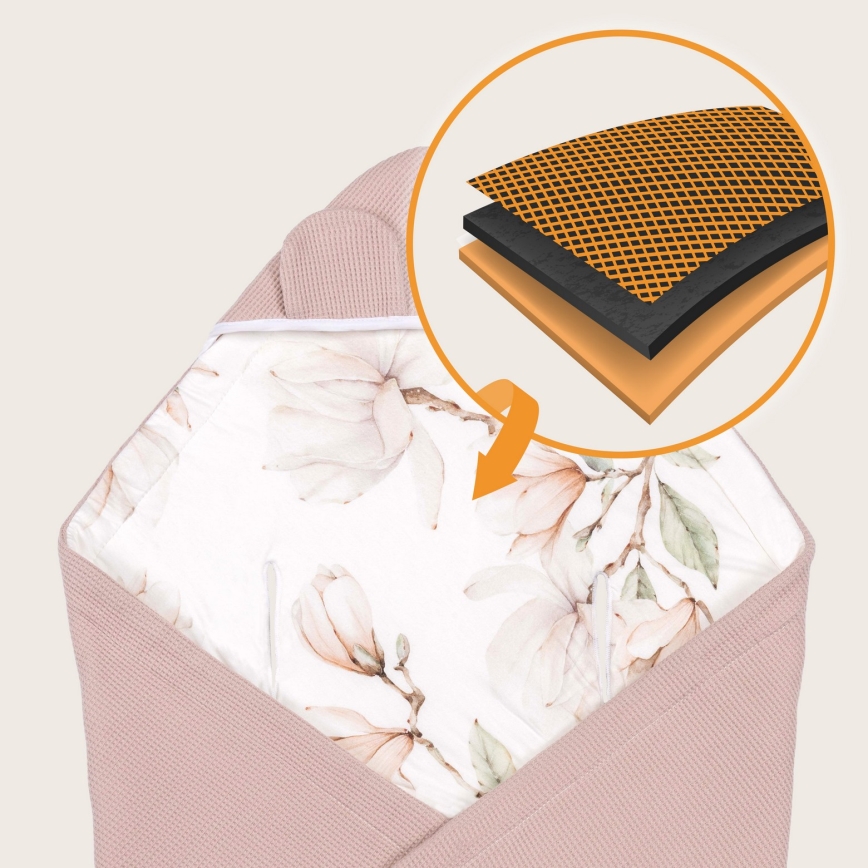 Lionelo - Zavinovačka pre autosedačku TRAVEL SWADDLE 90x90 cm Béžová Magnólia