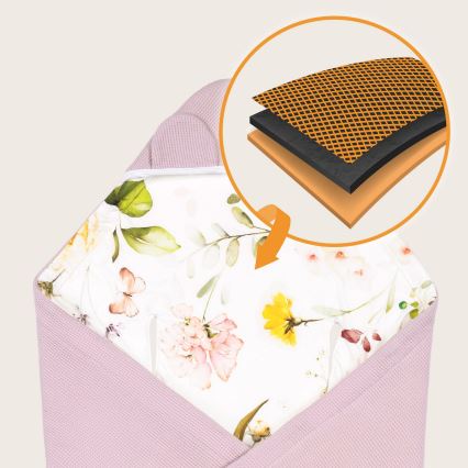 Lionelo - Zavinovačka pre autosedačku TRAVEL SWADDLE 90x90 cm Ružové kvety