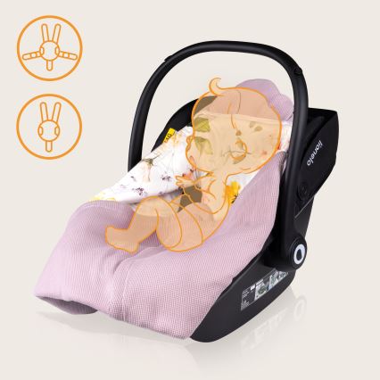 Lionelo - Zavinovačka pre autosedačku TRAVEL SWADDLE 90x90 cm Ružové kvety