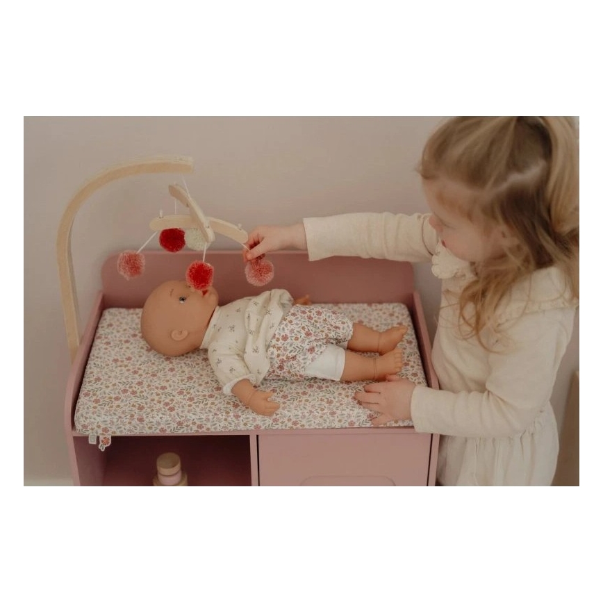 Little Dutch - Drevený prebaľovací pult pre bábiky Soft Flowers
