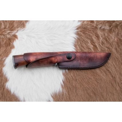 Lovecký damaškový nôž 13,8 cm ironwood/byvolia kosť