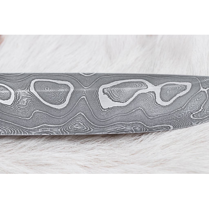 Lovecký damaškový nôž 13,8 cm ironwood/byvolia kosť