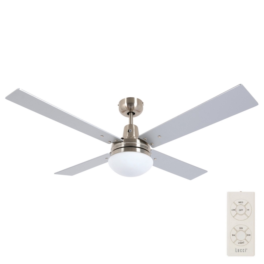 Lucci Air 210334 - Stropný ventilátor AIRFUSION QUEST 1xE27/60W/230V drevo/matný chróm + diaľkové ovládanie