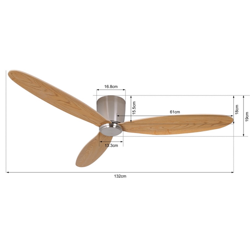 Lucci air 210519 - Stropný ventilátor AIRFUSION RADAR lesklý chróm/drevo + diaľkové ovládanie