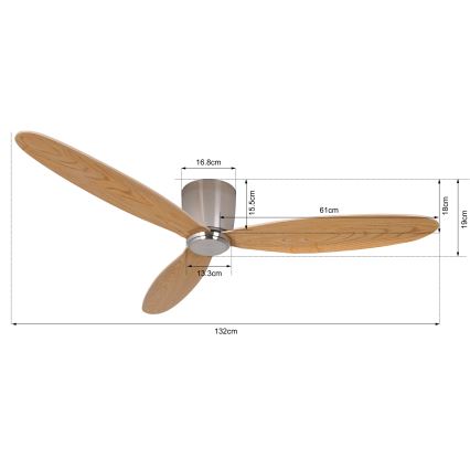 Lucci air 210519 - Stropný ventilátor AIRFUSION RADAR lesklý chróm/drevo + diaľkové ovládanie