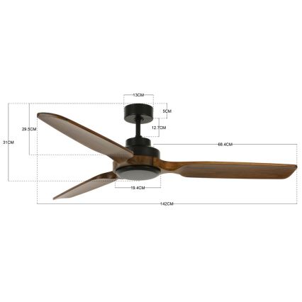 Lucci air 213051 - Stropný ventilátor SHOALHAVEN čierna/hnedá