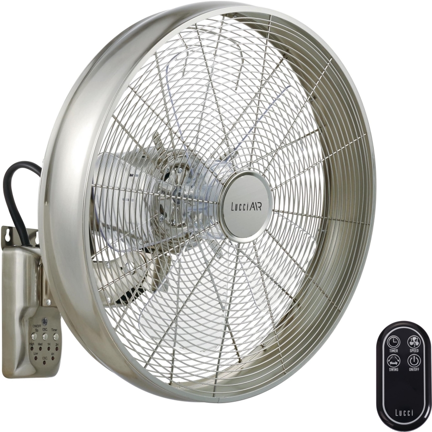 Lucci air 213126 - Nástenný ventilátor BREEZE 55W/230V matný chróm + diaľkové ovládanie