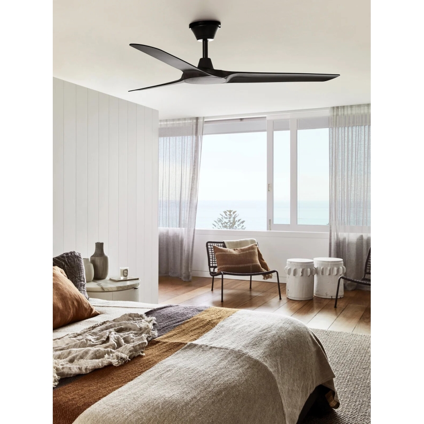 Lucci Air 21321649 - Stropný ventilátor ABYSS pr. 142 cm IP66 čierna + diaľkové ovládanie
