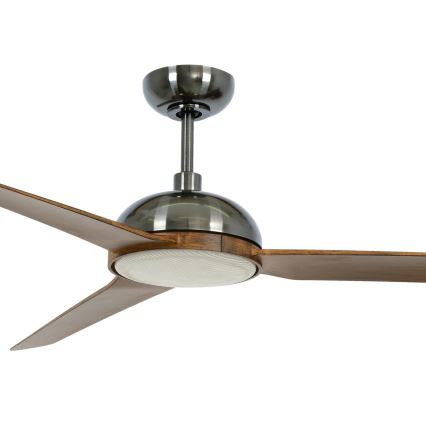 Lucci air 213301- LED Stmievateľný stropný ventilátor UNIONE 1xGX53/12W/230V hnedá/lesklý chróm + diaľkové ovládanie