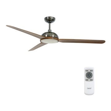 Lucci air 213301- LED Stmievateľný stropný ventilátor UNIONE 1xGX53/12W/230V hnedá/lesklý chróm + diaľkové ovládanie