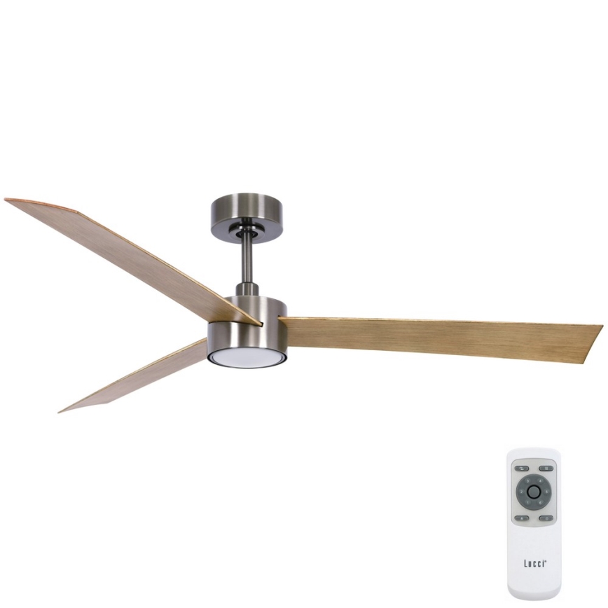 Lucci air 21610449 - LED Stmievateľný stropný ventilátor CLIMATE 1xGX53/12W/230V hnedá/lesklý chróm + diaľkové ovládanie