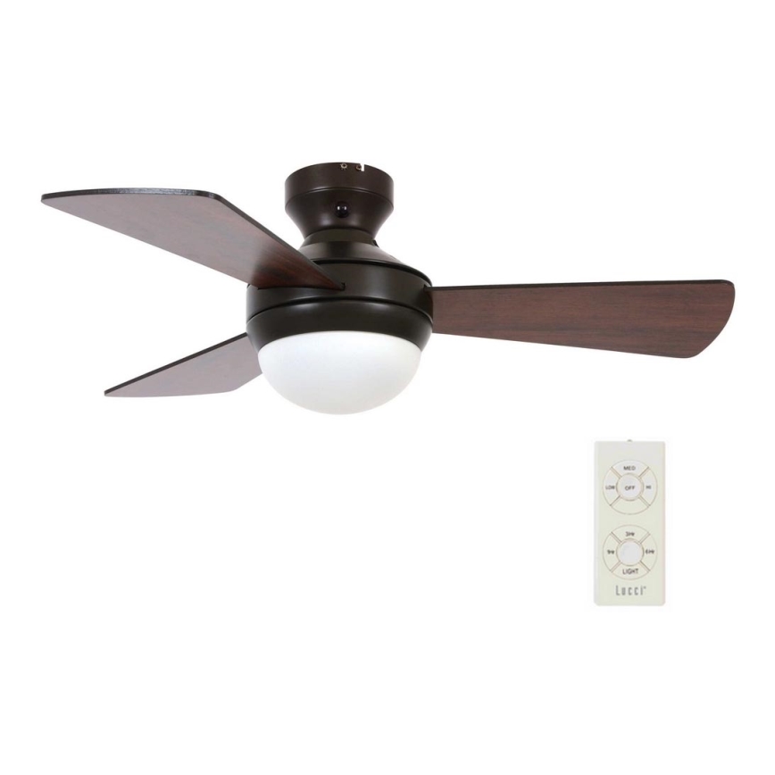 Lucci Air 512311 - Stropný ventilátor AIRLIE HUGGER 2xE27/15W/230V drevo/hnedá + diaľkové ovládanie