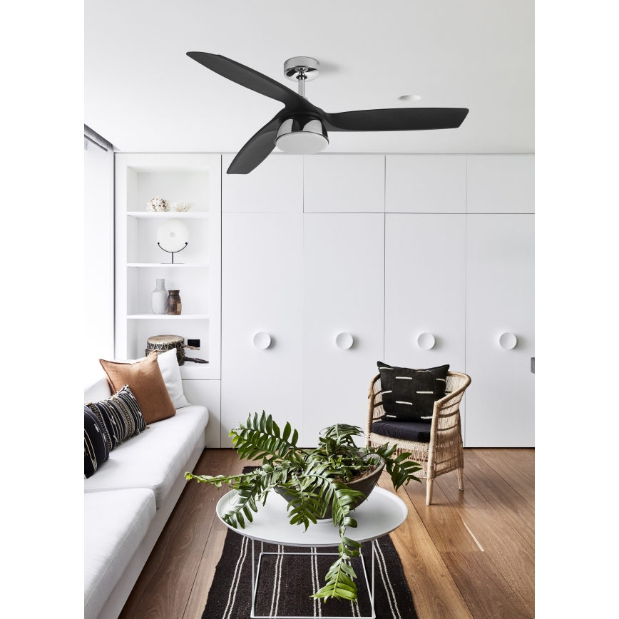 Lucci air 513072 - LED stmievateľný stropný ventilátor BRONX LED/18W/230V 3000/4000/6000K čierna/lesklý chróm priemer 132 cm + diaľkové ovládanie