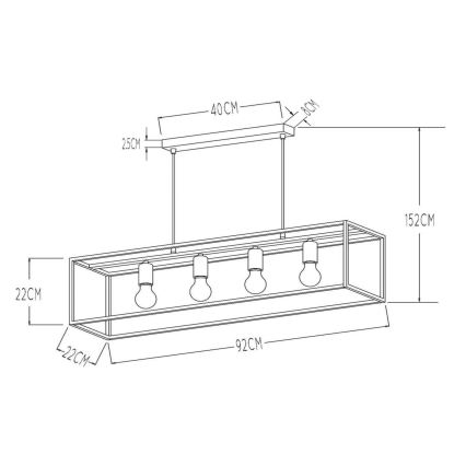 Lucide 00424/04/30 - Luster na lanku RUBEN 4xE27/40W/230V