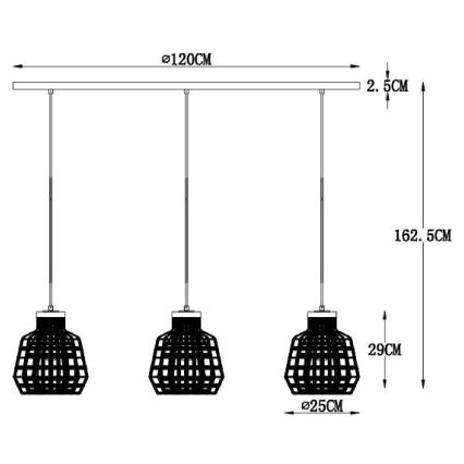 Lucide 02406/03/36 - Luster na lanku FIONA 3xE27/60W/230V