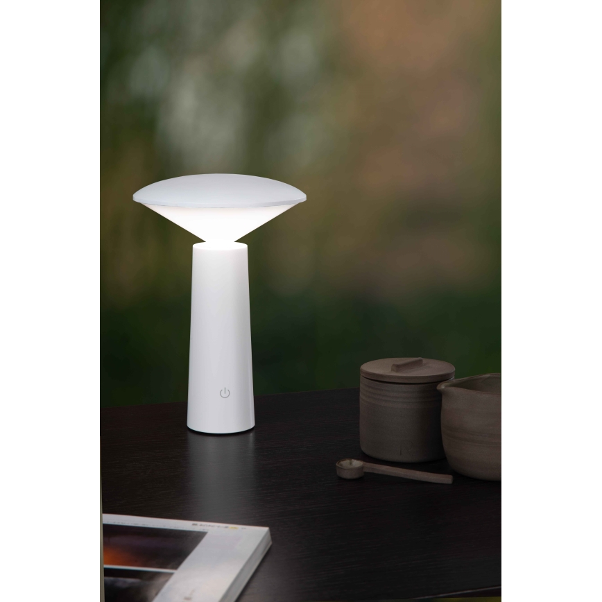 Lucide 02807/04/31 - LED Stmievateľná dotyková vonkajšia lampa JIVE LED/3W/3,7V USB 3000/4750/6500K IP44 1200 mAh biela