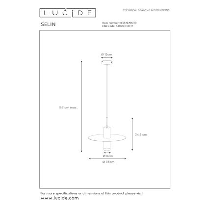 Lucide 03322/01/30 - Luster na lanku SELIN 1xGU10/35W/230V čierna