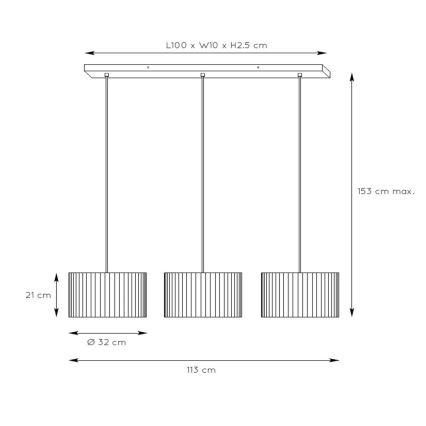 Lucide 03429/03/30 - Luster na lanku MAGIUS 3xE27/40W/230V bambus