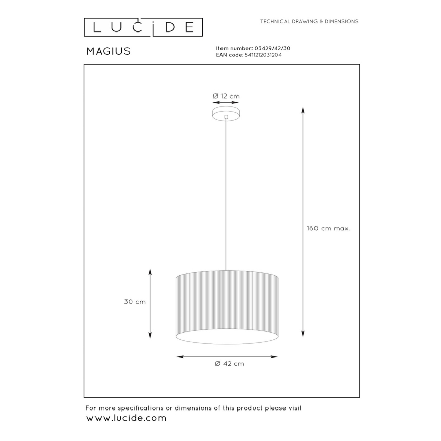 Lucide 03429/42/30 - Luster na lanku MAGIUS 1xE27/40W/230V