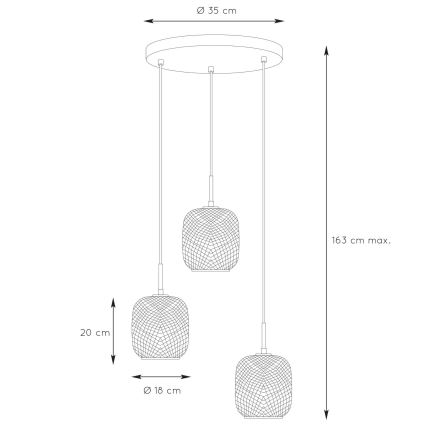Lucide 03433/03/02 - Luster na lanku AGATHA 3xE27/40W/230V