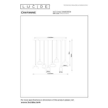 Lucide 05446/08/30 - Luster na lane CHAYANNE 8xE14/10W/230V