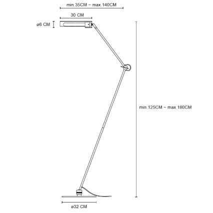 Lucide 05741/01/30 - Stojacia lampa SLENDER 1xE27/25W/230V