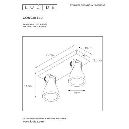 Lucide 05910/10/30 - LED Stmievateľné bodové svietidlo CONCRI 2xGU10/5W/230V