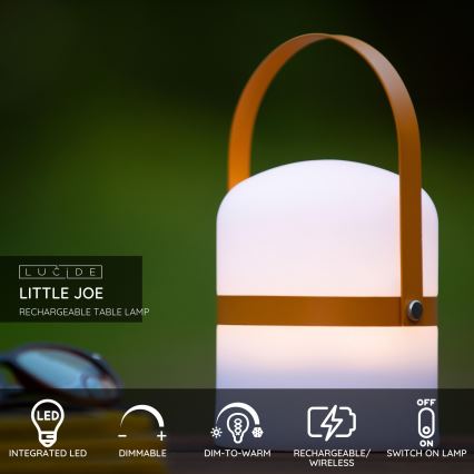 Lucide 06802/01/43 - LED Vonkajšia stmievateľná lampa LITTLE JOE LED/0,3W/3,7V USB IP44 680 mAh oranžová