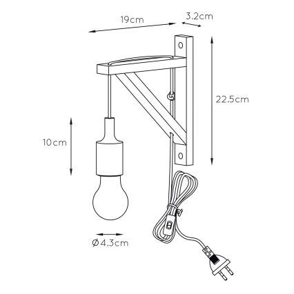 Lucide 08208/01/30 - Nástenné svietidlo FIX WALL 1xE27/60W/230V čierna