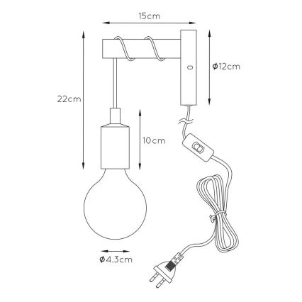 Lucide 08227/01/35 - Nástenné svietidlo PAULIEN 1xE27/60W/230V