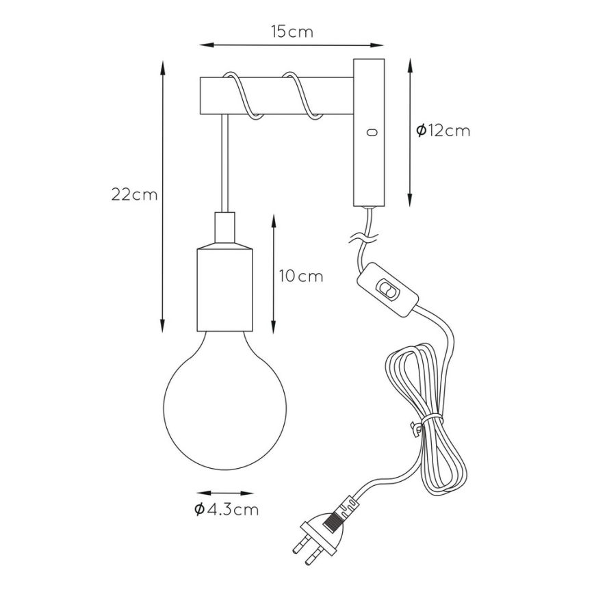 Lucide 08227/01/66 - Nástenné svietidlo PAULIEN 1xE27/60W/230V