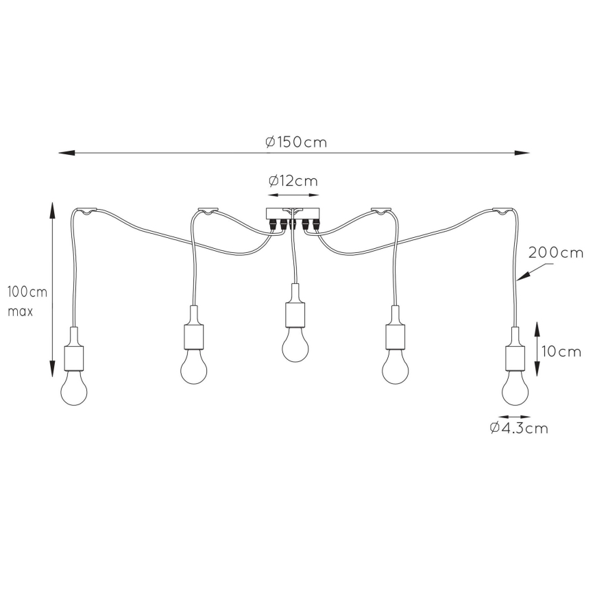 Lucide 08408/05/30 - Luster na lanku FIX MULTIPLE 5xE27/60W/230V pavúk