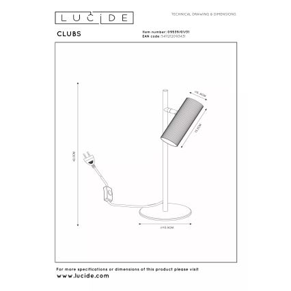 Lucide 09539/01/31 - Stolná lampa CLUBS 1xGU10/40W/230V biela