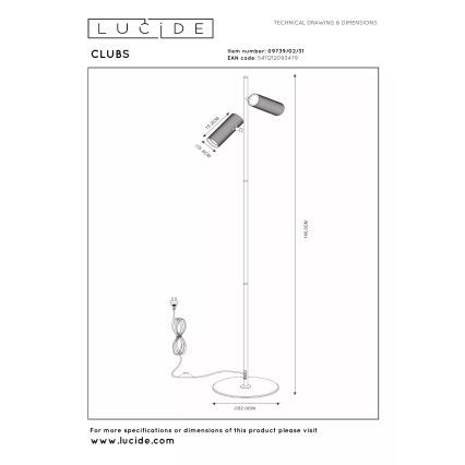 Lucide 09739/02/31 - Stojacia lampa CLUBS 2xGU10/40W/230V biela
