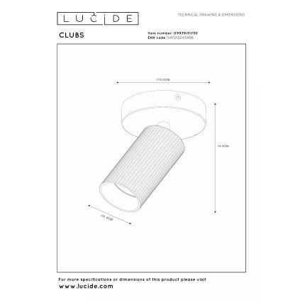 Lucide 09939/01/30 - Nástenné bodové svietidlo CLUBS 1xGU10/40W/230V čierna