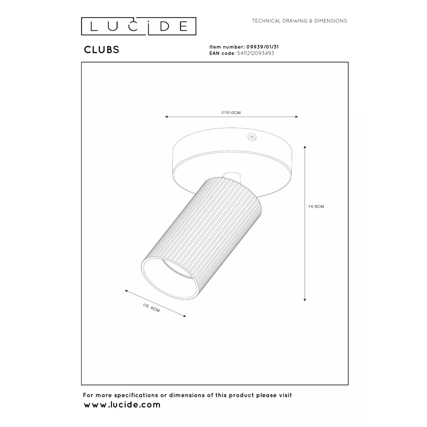 Lucide 09939/01/31 - Nástenné bodové svietidlo CLUBS 1xGU10/40W/230V biela